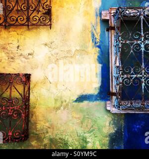 Colored wall in Santana Row in San Jose Stock Photo