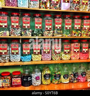 Sweetie jars in a vintage sweet shop Stock Photo