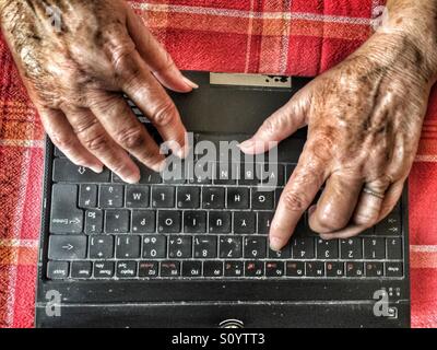 Senior using computer