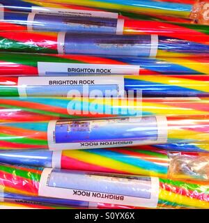 Sticks of brightly colored brighton rock Stock Photo