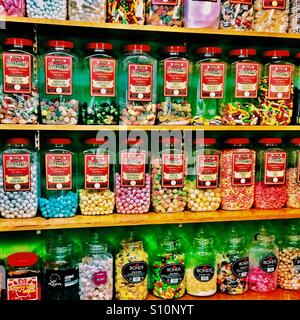 Sweet jars in a vintage sweet shop Stock Photo