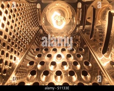 Inside view of cheese grater lamp Stock Photo