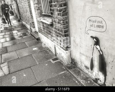 Priced out of London. Graffiti and street art on the Harringay ladder. London, U.K. Stock Photo