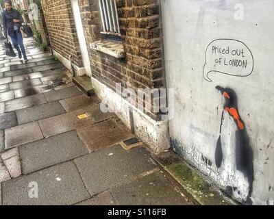 Priced out of London. Graffiti and street art on the Harringay ladder. London, U.K. Stock Photo