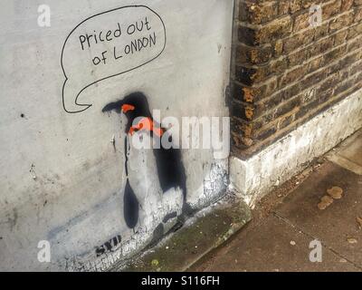 Priced out of London. Graffiti and street art in, London, U.K. Stock Photo