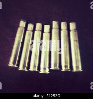 Used rifle rounds or bullets from a .303 rifle Stock Photo