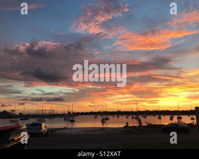 Sunset at Davis Island Yacht Club in Tampa, Florida Stock Photo