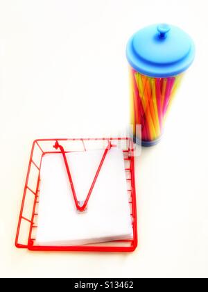 Paper napkins and plastic straws. Stock Photo