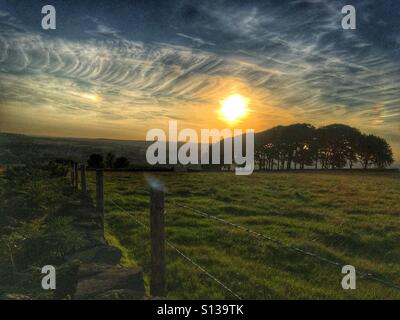 Sunset over Ilkley Moor West Yorkshire Stock Photo