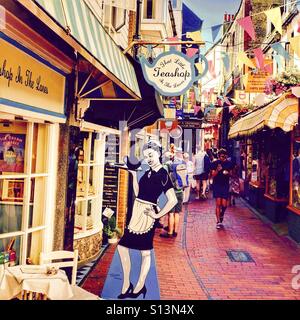 The shops and cafes of The Lanes in Brighton Sussex England UK Stock Photo