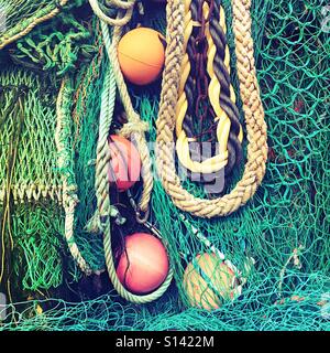 Fishing nets in Lyme Regis Dorset Stock Photo