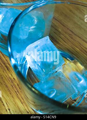 Blue ice cubes in a glass Stock Photo