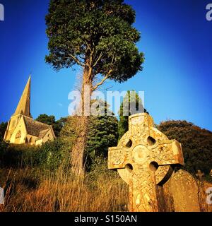 Graveyard in England with old gravestones Stock Photo