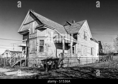 And old, abandoned house in Detroit. Stock Photo