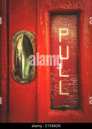 Red phone box detail Stock Photo