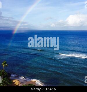Rainbow over the pacific ocean. Kāʻanapali, Maui Hawaii. Stock Photo
