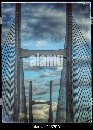 The Severn Bridge crossing between England and Wales, UK Stock Photo