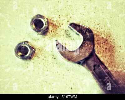 Repair tools: nuts and wrench Stock Photo