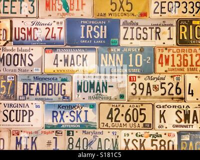 License plates in a bar in Key West, Florida Stock Photo