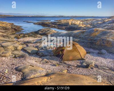 Hilleberg Staika tent on the Swedish west coast Stock Photo