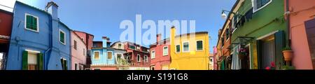 Panorama of colourful houses in burano, Venice, Italy Stock Photo