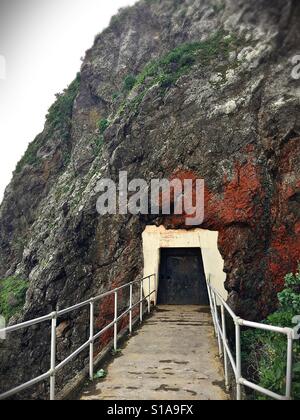 The entrance to the tunnel leading to point Bonita lighthouse in the Marin headlands in California, USA. Stock Photo