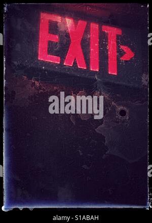 Red Hall Sign Exit Sign in the Red Hall Seattle Central Library Seattle Washington ...