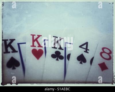 Three of a Kind, also Known as Trips or a Set, is a Poker Hand Containing three Cards of the Same Rank and Two Cards of Two Other Ranks Stock Photo