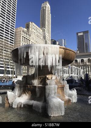 Bryant Park Frozen Fountain New York City Stock Photo