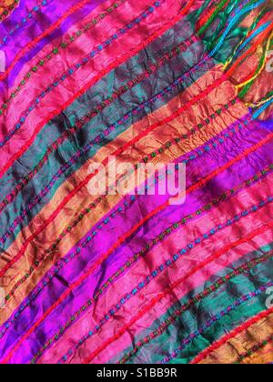 Multi coloured striped silk Stock Photo