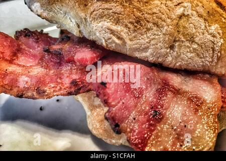 Toasted bacon sandwich Stock Photo