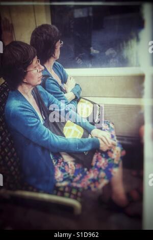 Twins on the train Stock Photo