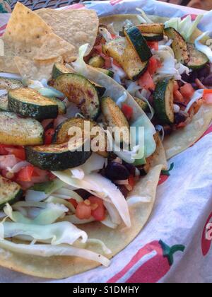 Veggie Tacos at Dos Geckos in Mt Shasta Stock Photo