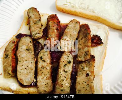 Chipolata sausage sandwich Stock Photo