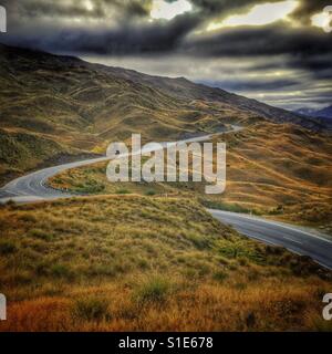 The long and winding road. Skippers Canyon. NZ Stock Photo