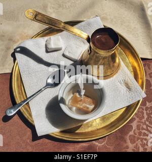 Traditional Bosnian coffee with lokum Stock Photo