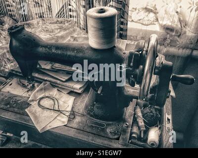 Old stitching machine Stock Photo