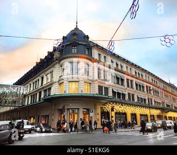 Paris Facade And Christmas Decorations Of Luxury Le Bon Marché Shop Stock  Photo - Download Image Now - iStock