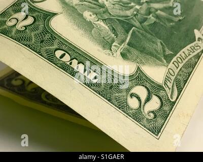 United States two-dollar bill. Stock Photo