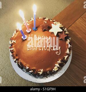 Happy birthday chocolate cake Stock Photo