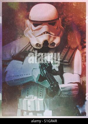 Stormtrooper ready to shoot (at cosplay event) Stock Photo
