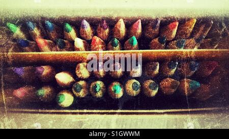 Crayons ready to be used. Stock Photo