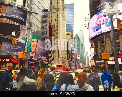 Time Square, New York City, 42nd Street and Seventh Avenue Stock Photo