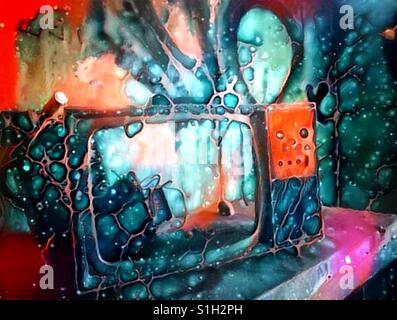 An abstract digital artwork of an old television set Stock Photo