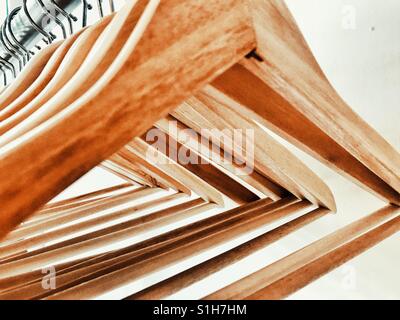 Wooden hangers close-up Stock Photo