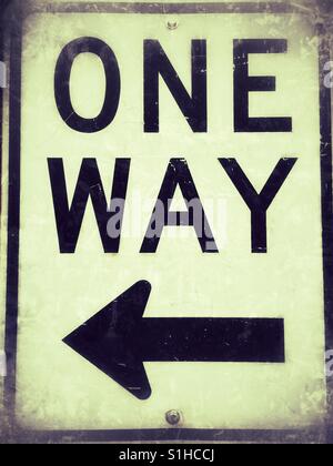 One way road sign Stock Photo