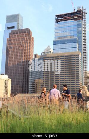 Last day at the Pop-up beer Garden on the top of the Free Library of Philadelphia- June 29, 2017. Stock Photo