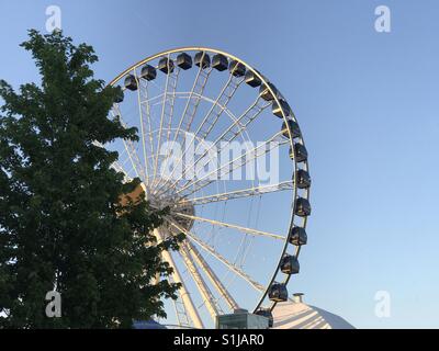 Chicago's Navy Pier Ferris Wheel on a beautiful day Stock Photo