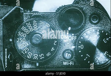 Shutter speed dial on mirrorless camera Stock Photo