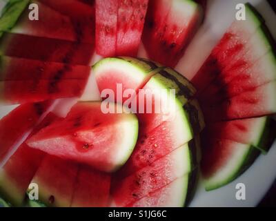 Watermelon slices, ready to serve! Stock Photo